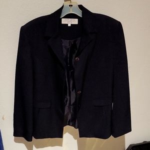 Larry Levine Black Long Sleeve Button-Up Lined Blazer Jacket Size 10